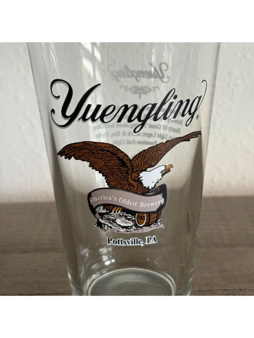 Yuengling Pint Glass Embossed‎ America's Oldest Brewery Eagle16 oz Pottsville PA